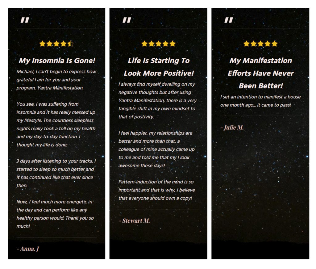 Yantra Manifestation Customer Review