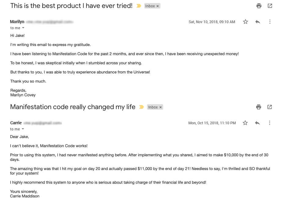 Manifestation Code customer reviews